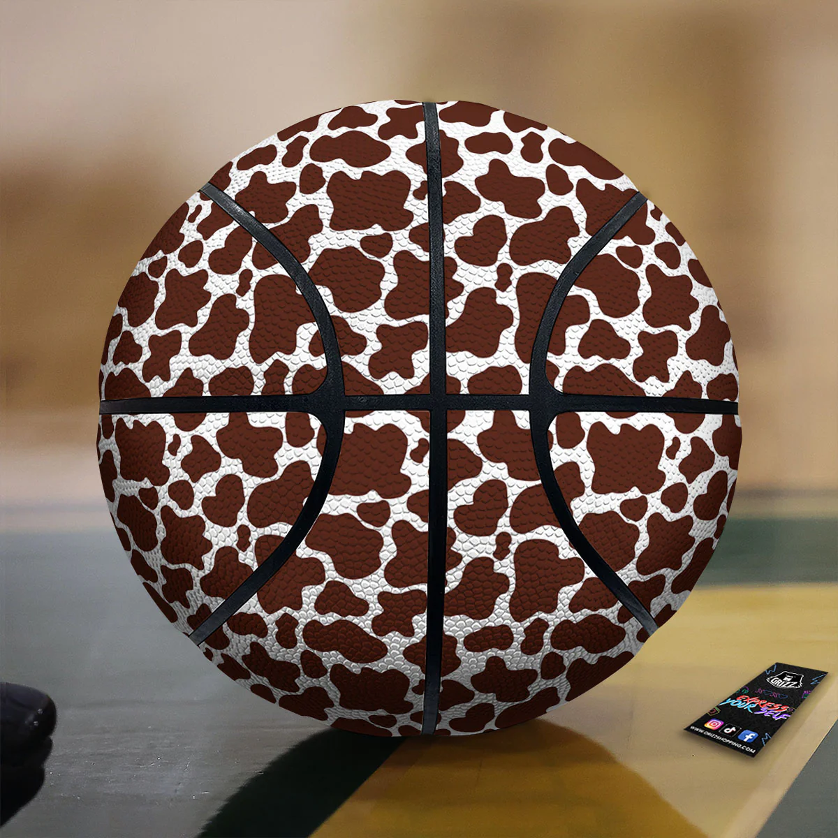 Cow White And Brown Print Pattern Basketball