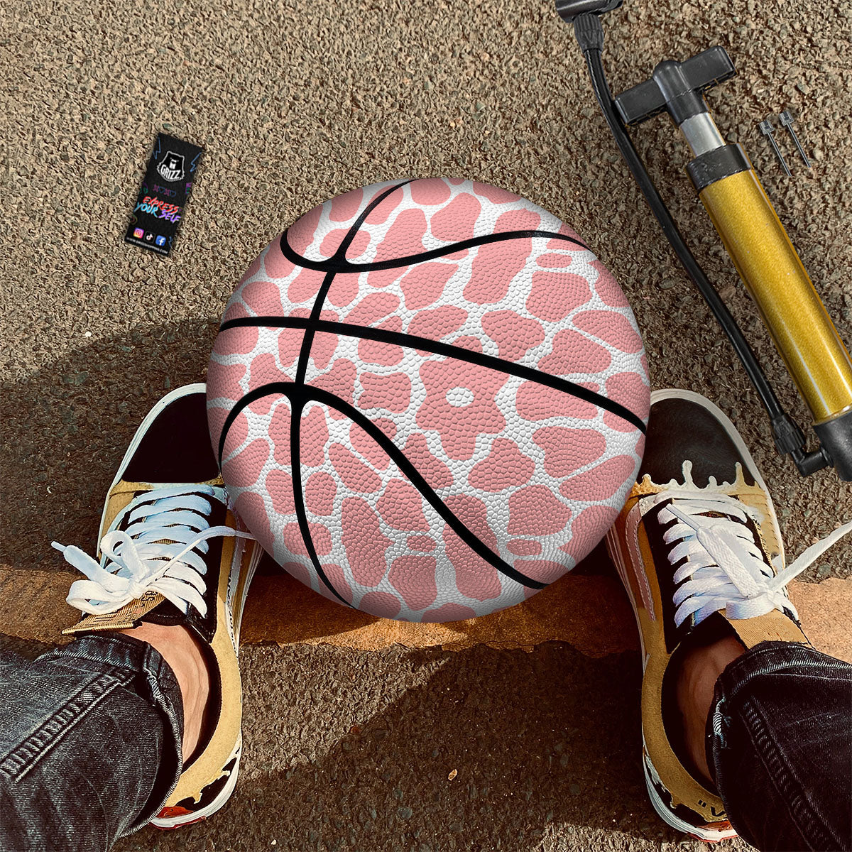 Cow White And Pink Print Basketball - Image 2