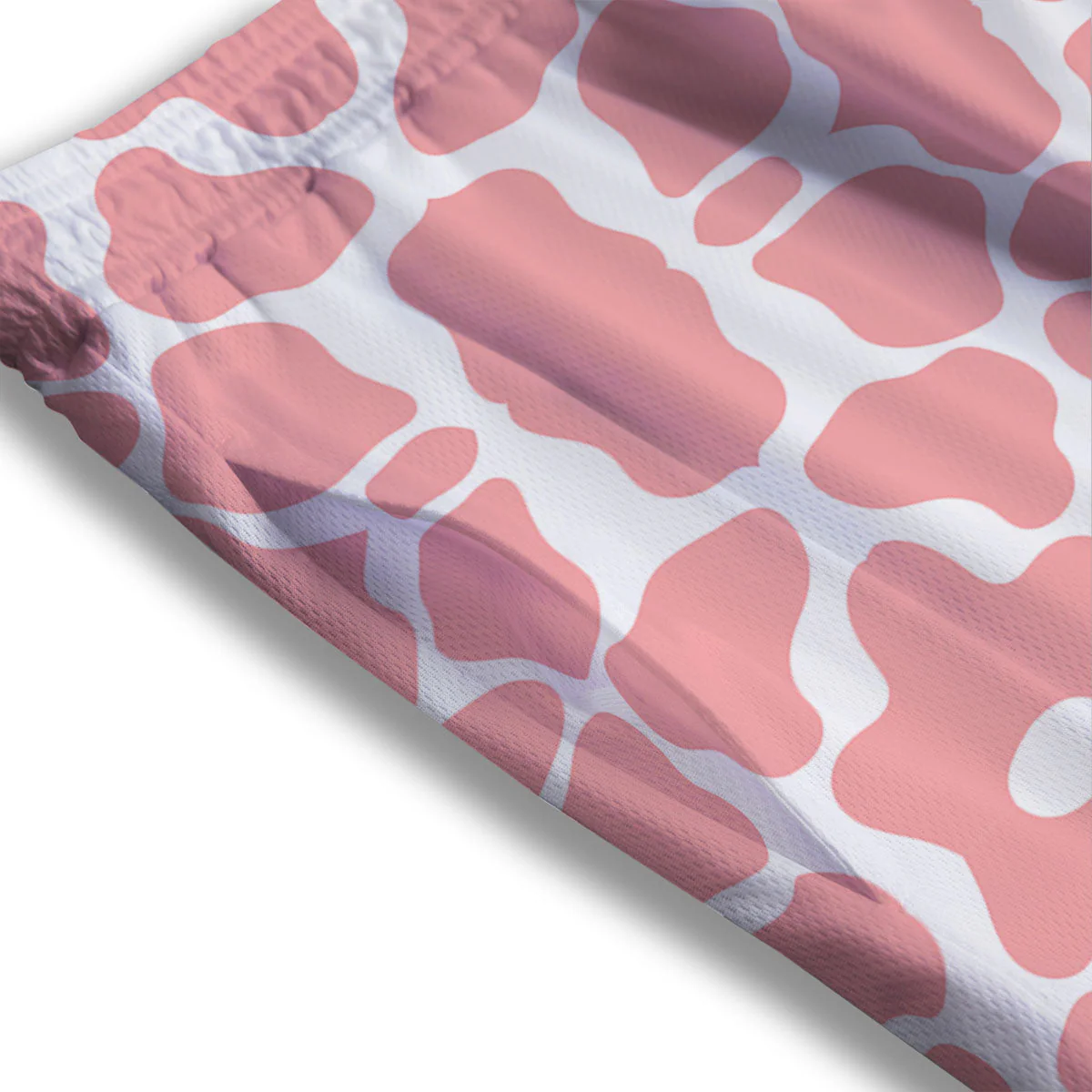 Cow White And Pink Print Mesh Shorts - Image 3