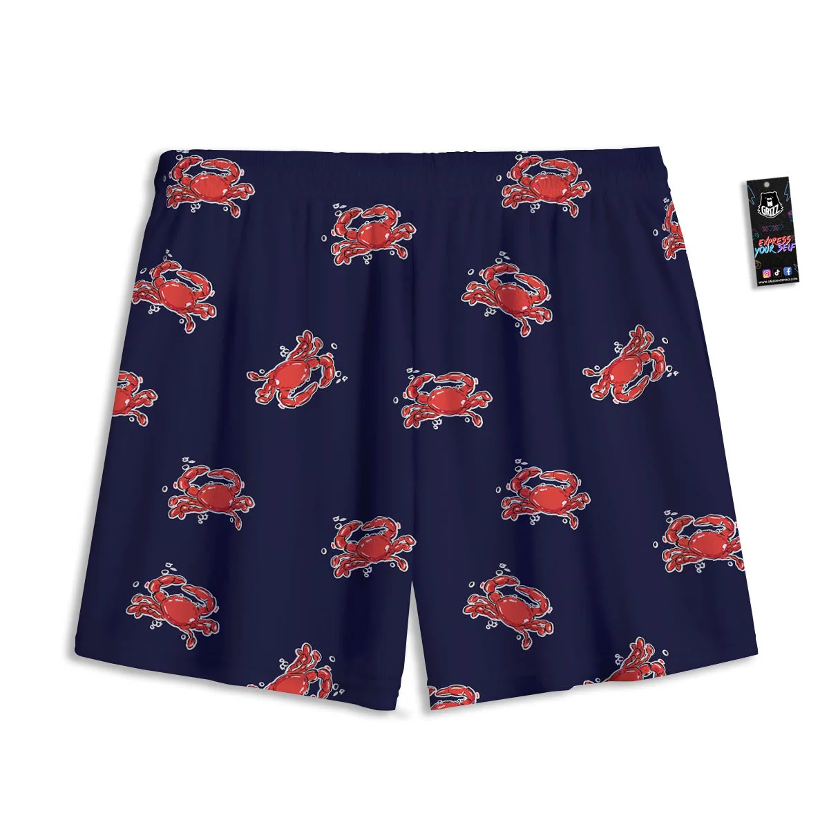 Crab Red Print Pattern Mesh Shorts - Image 2