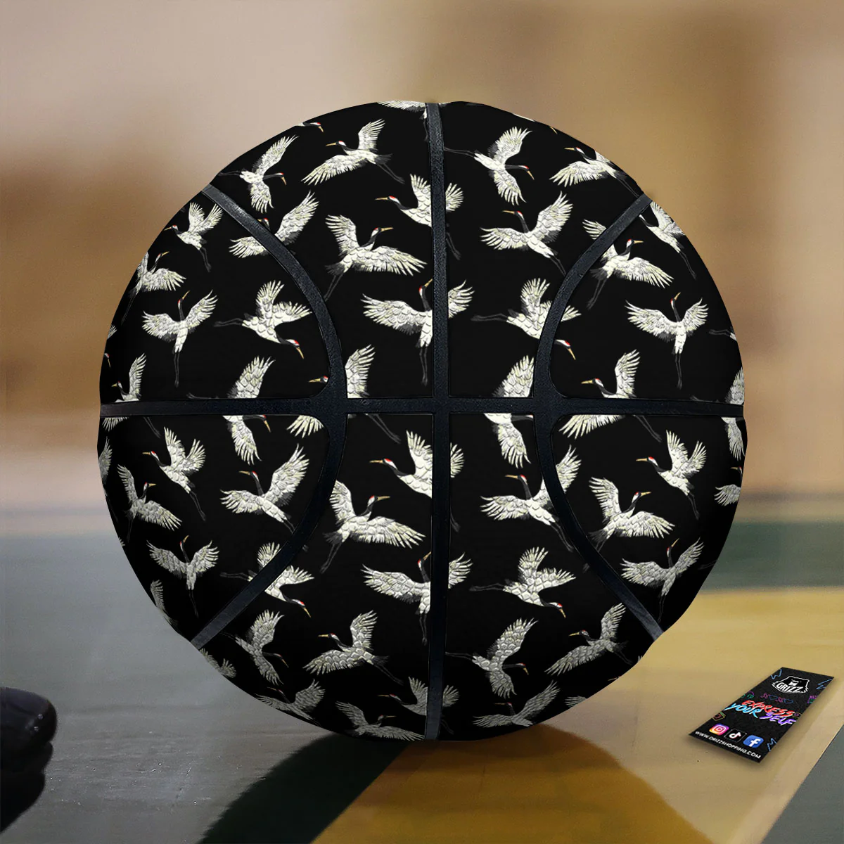 Crane Bird Flying Print Pattern Basketball