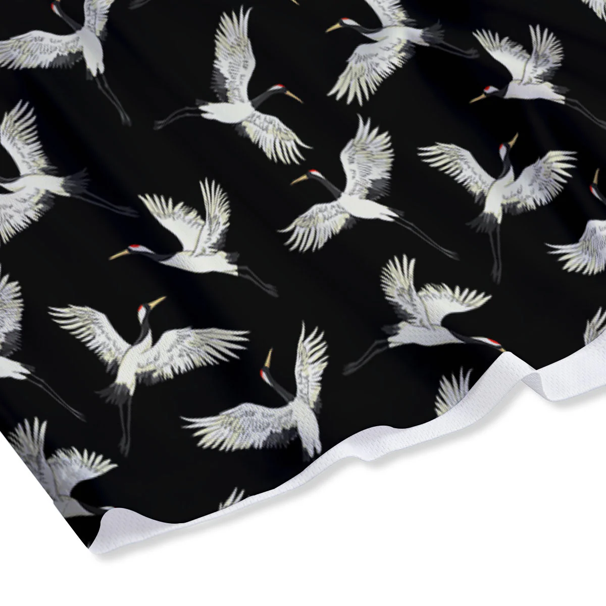 Crane Bird Flying Print Pattern Mesh Shorts - Image 4