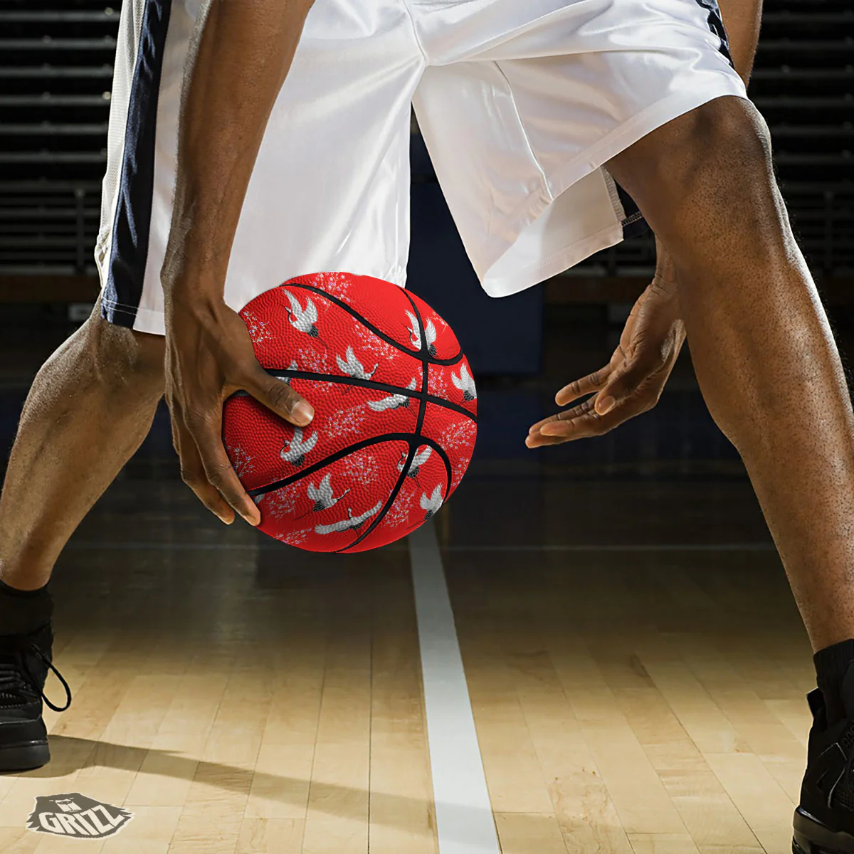 Crane Bird Japanese Print Pattern Basketball - Image 3