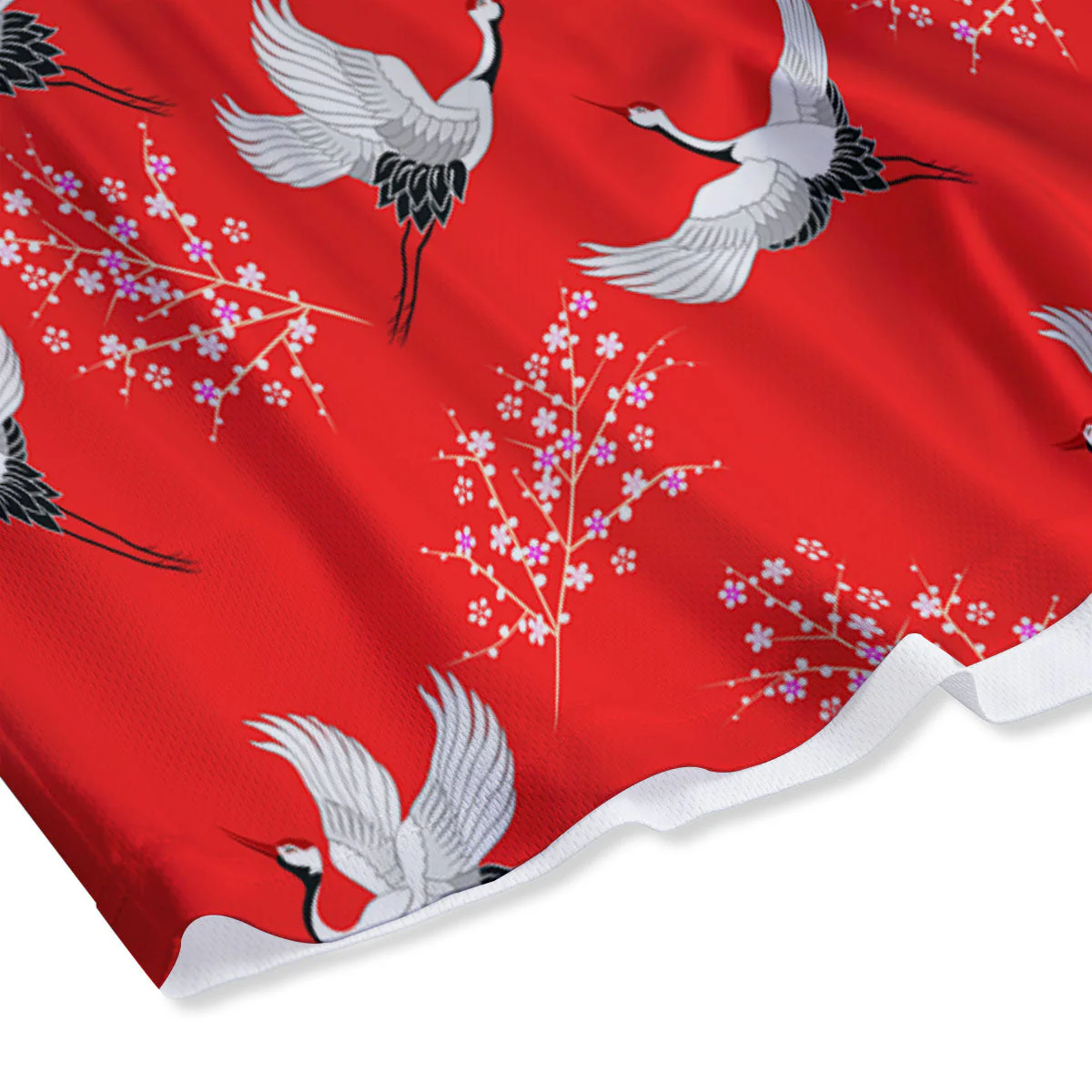 Crane Bird Japanese Print Pattern Mesh Shorts - Image 4