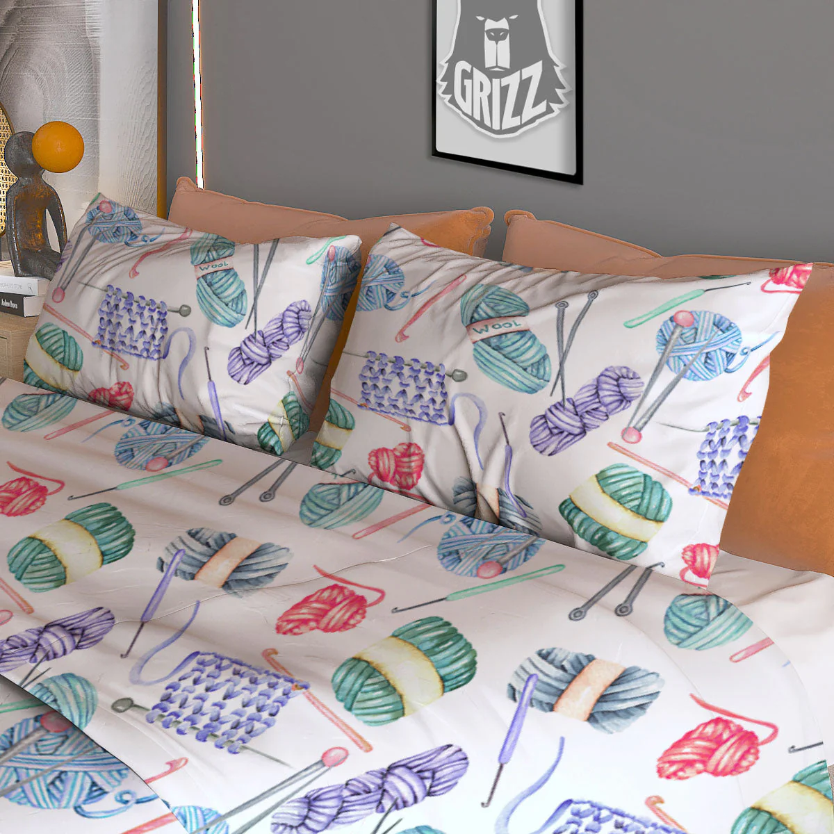 Crochet Yarn Print Pattern Duvet Cover Bedding Set - Image 3