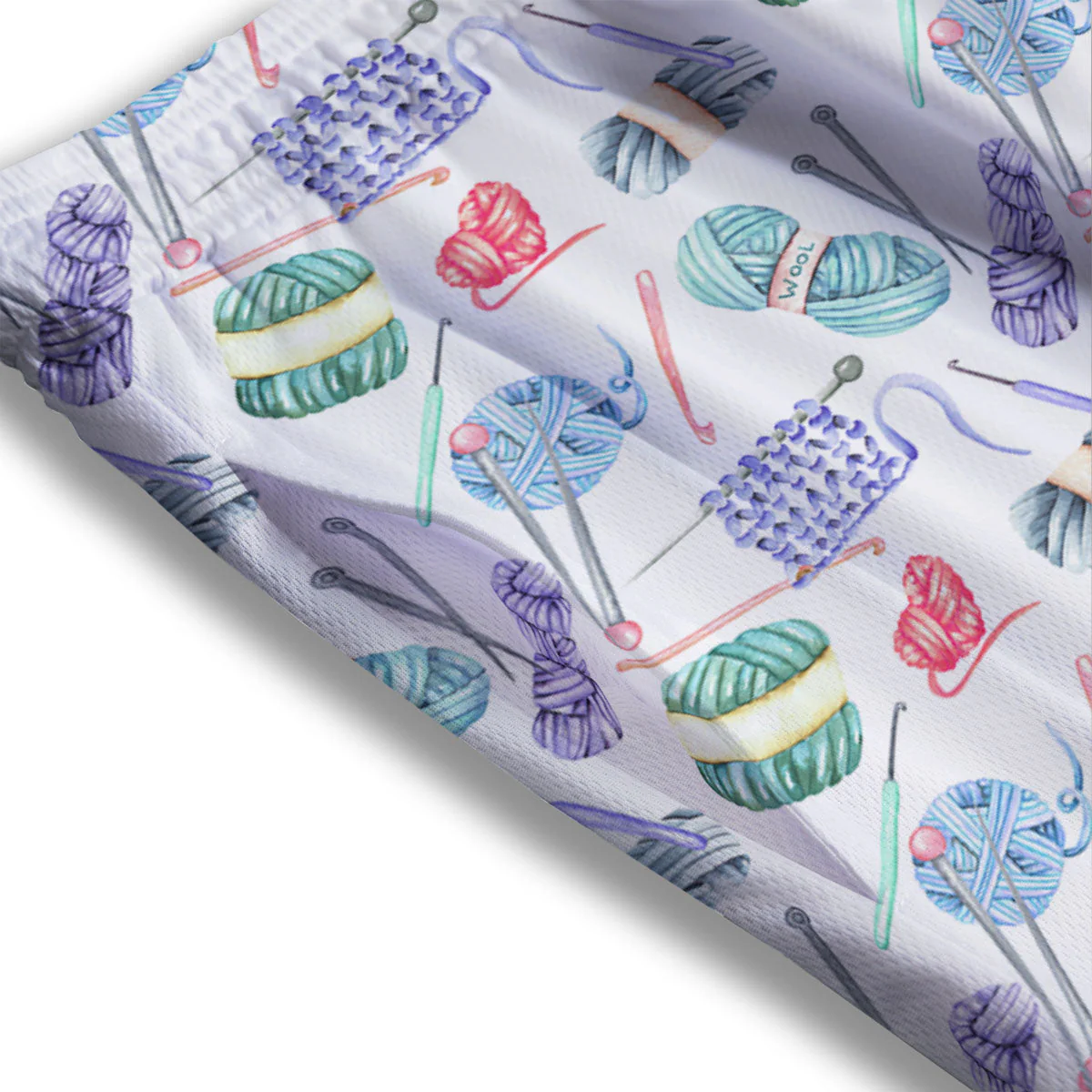 Crochet Yarn Print Pattern Mesh Shorts - Image 3