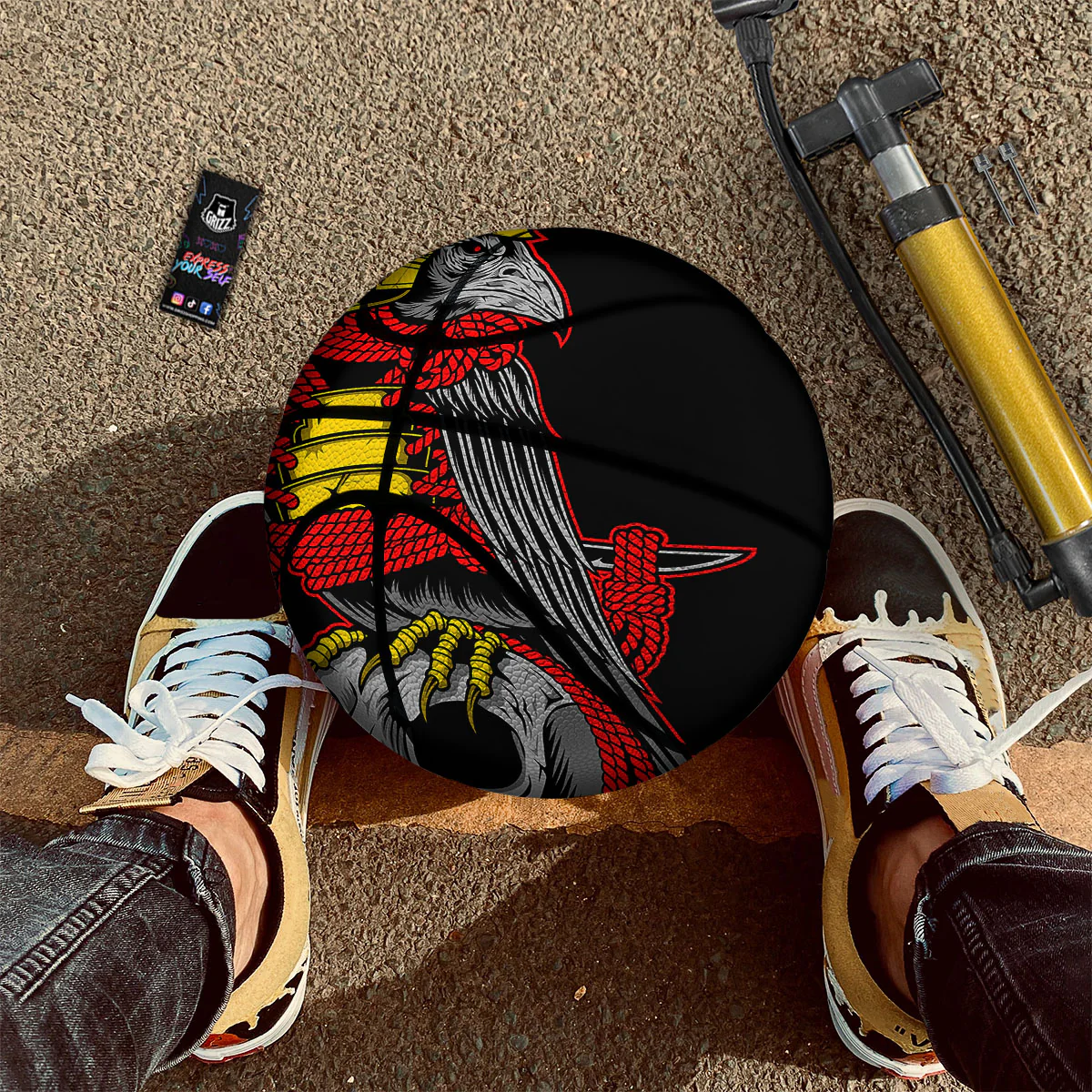 Crow And Samurai Print Basketball - Image 2