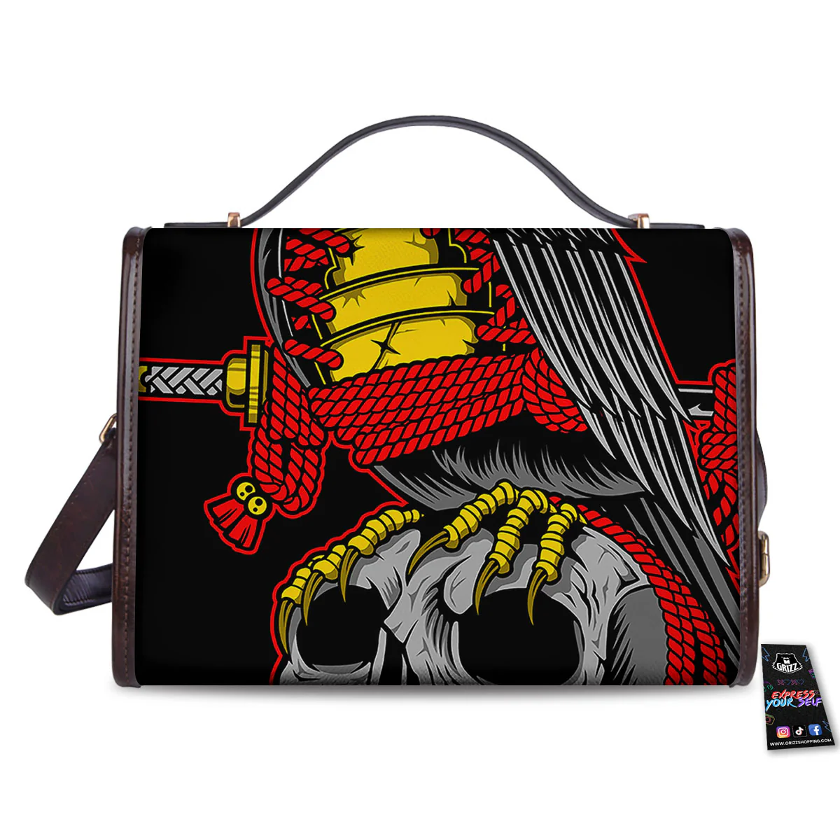 Crow And Samurai Print Women's Satchel Bag - Image 2