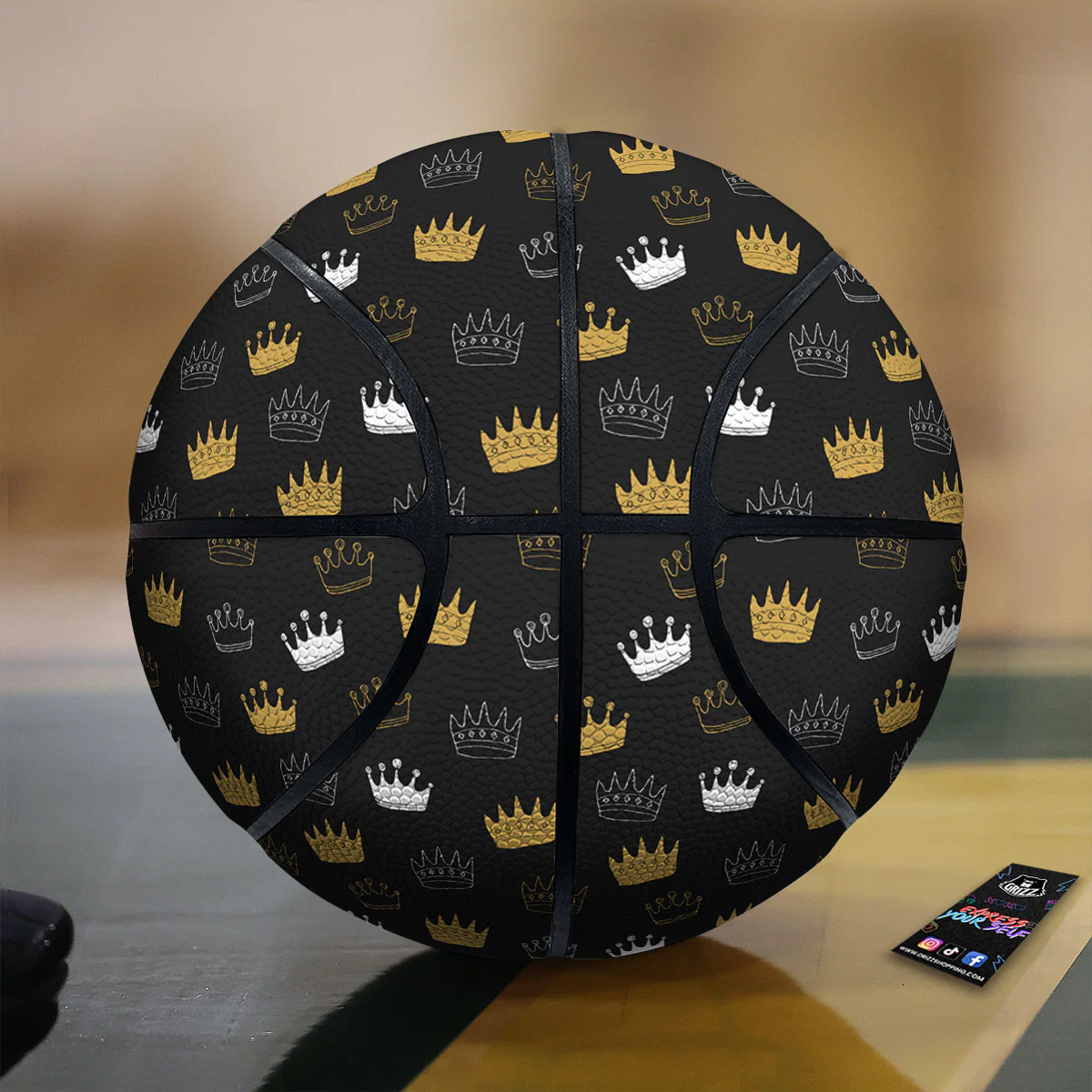 Crown Doodle Print Pattern Basketball