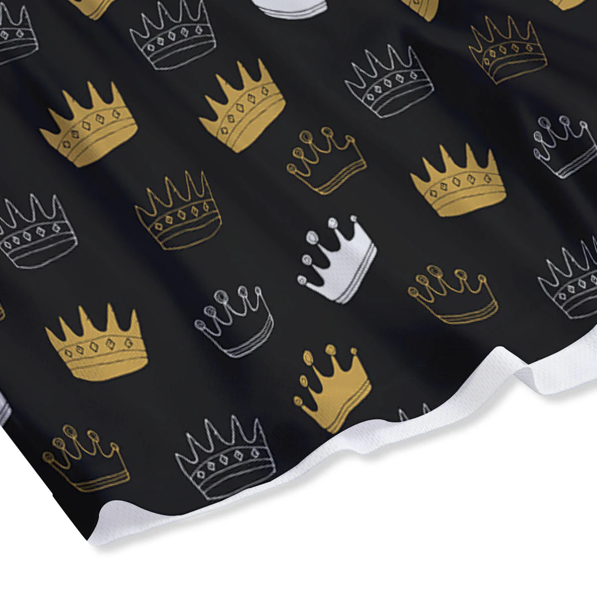 Crown Doodle Print Pattern Mesh Shorts - Image 4