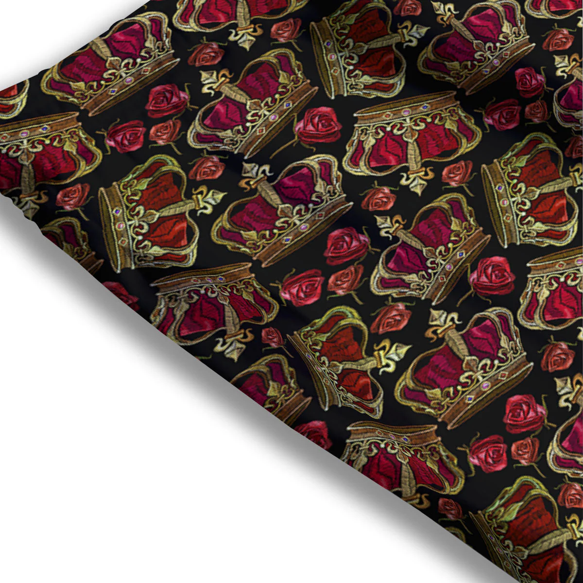Crown Embroidery Print Pattern Mesh Shorts - Image 3