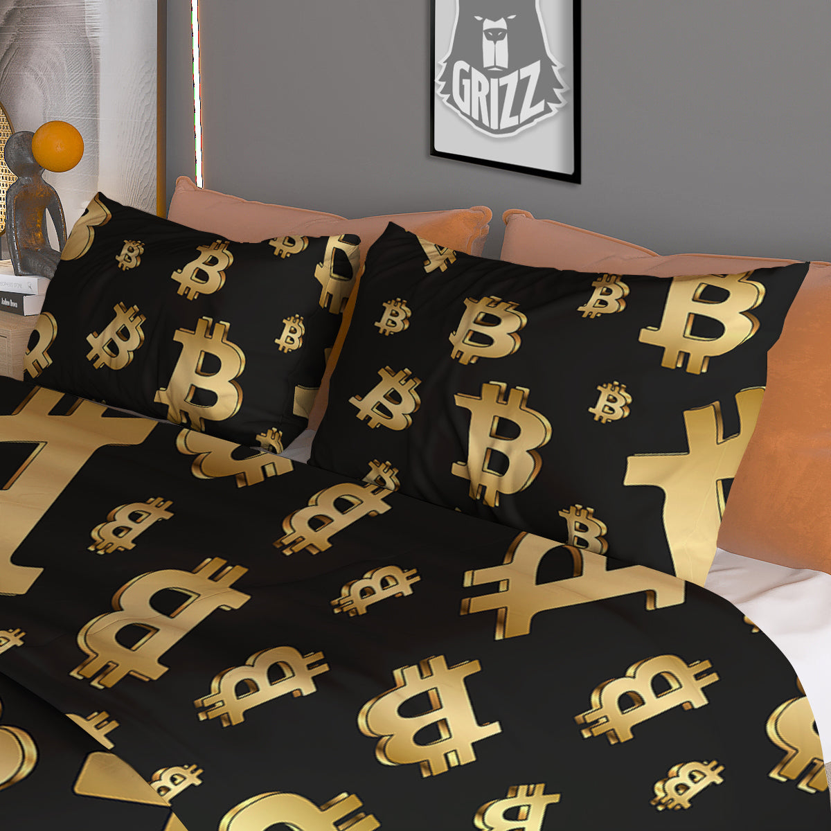 Cryptocurrency Bitcoin Print Pattern Duvet Cover Bedding Set - Image 3