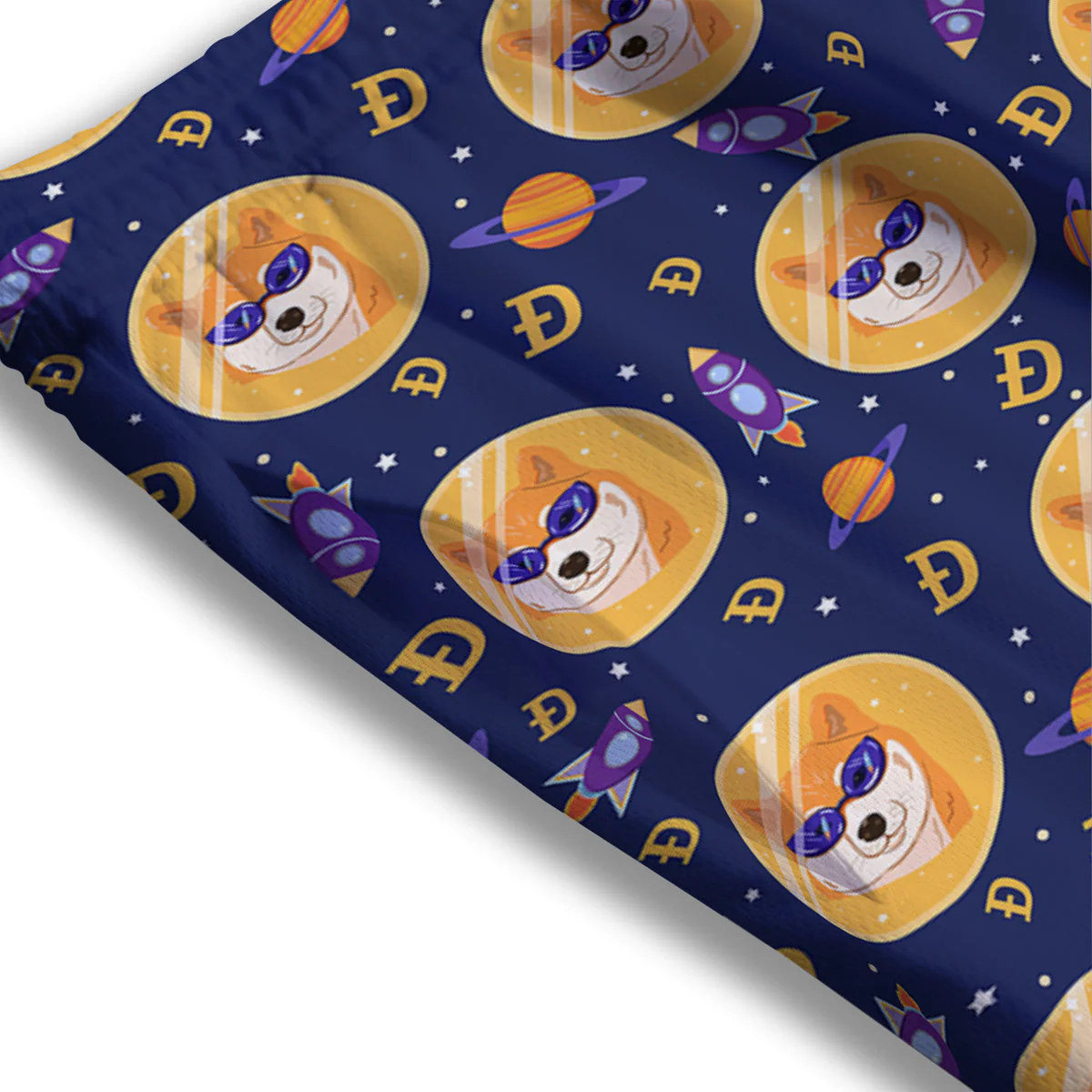 Cryptocurrency Shiba Print Pattern Mesh Shorts - Image 3