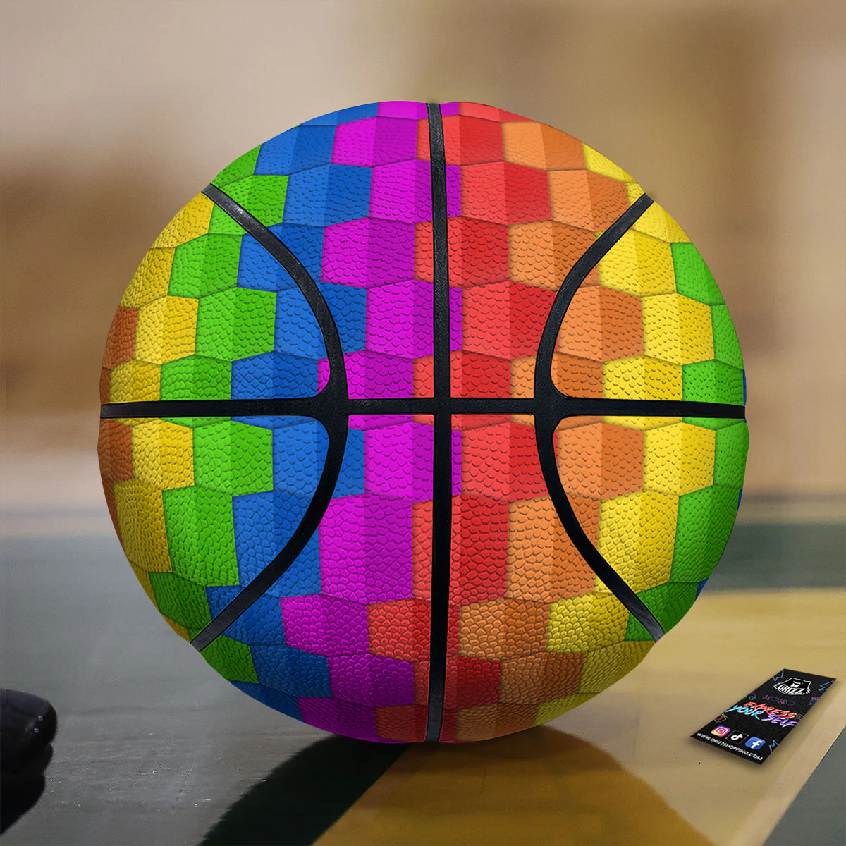 Cubes Rainbow Print Pattern Basketball