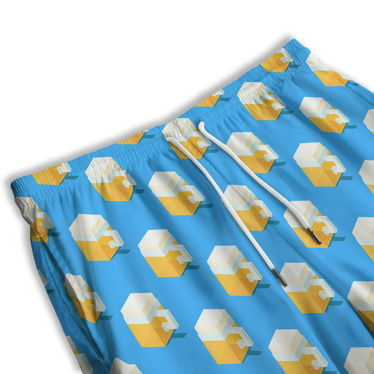 Cubic Beer Mugs On Blue Print Pattern Men's Athletic Shorts - Image 3