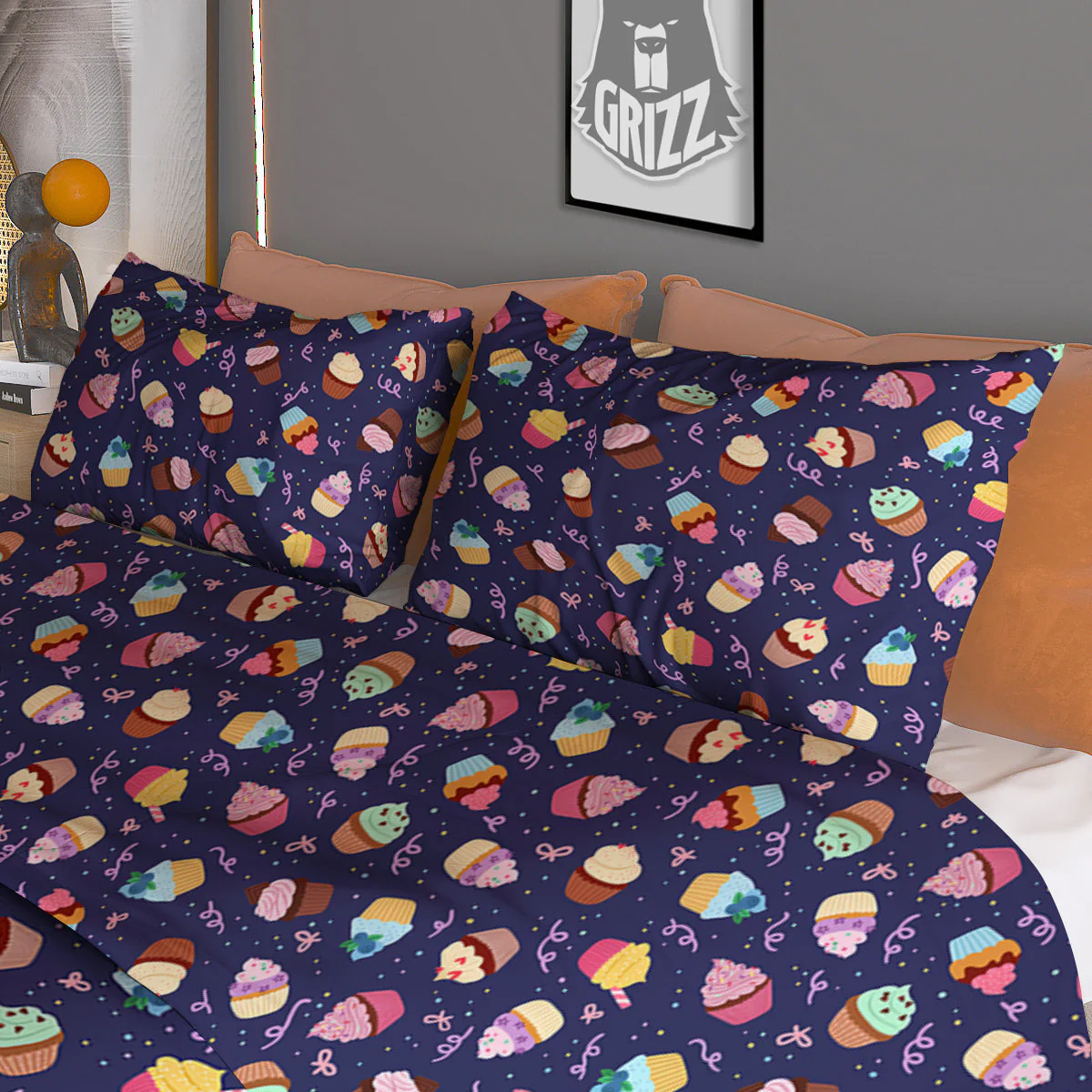 Cupcake Cute Print Pattern Duvet Cover Bedding Set - Image 3