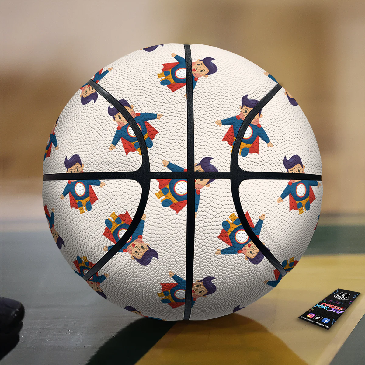 Cute Baby Hero Print Pattern Basketball