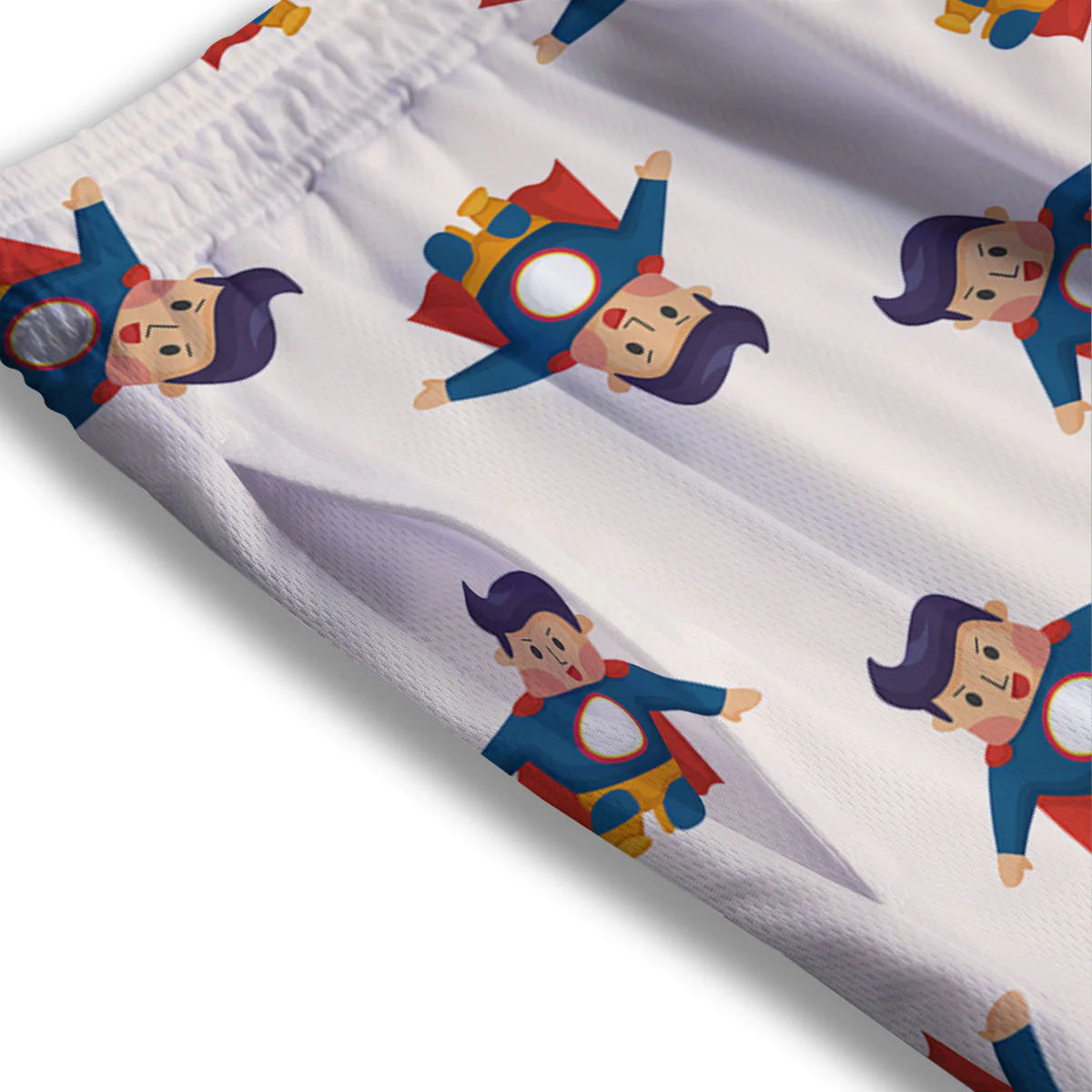 Cute Baby Hero Print Pattern Mesh Shorts - Image 3