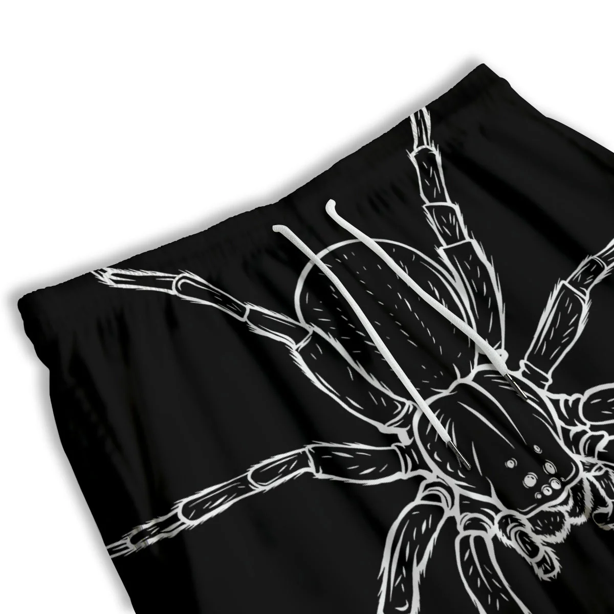 Cute Black White Spider Cartoon Print Men's Athletic Shorts - Image 3