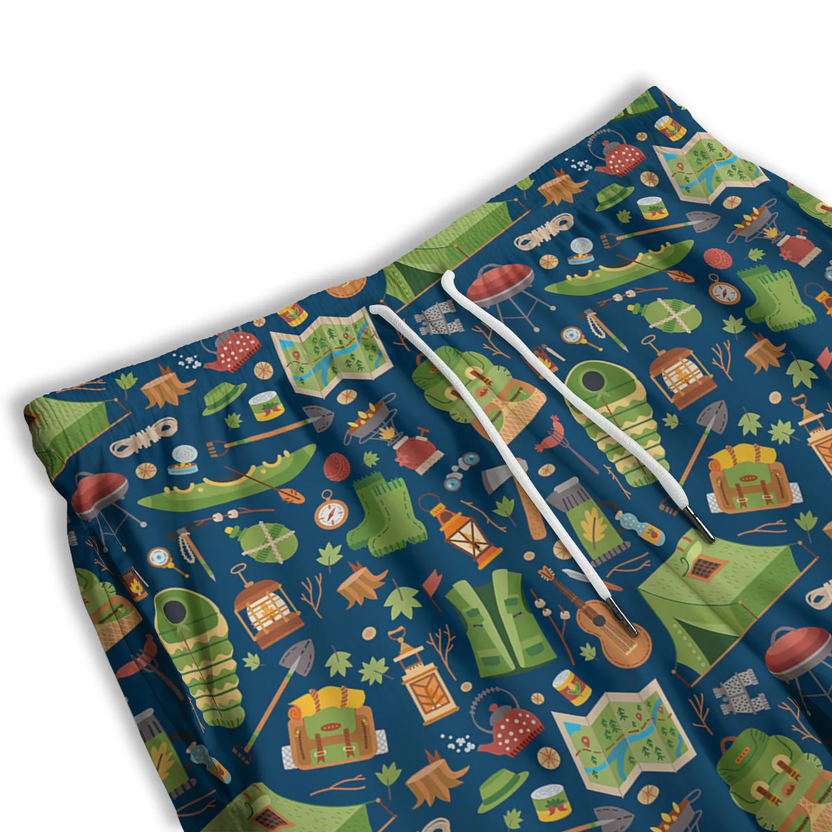 Cute Camping Equipment Print Pattern Men's Athletic Shorts - Image 3