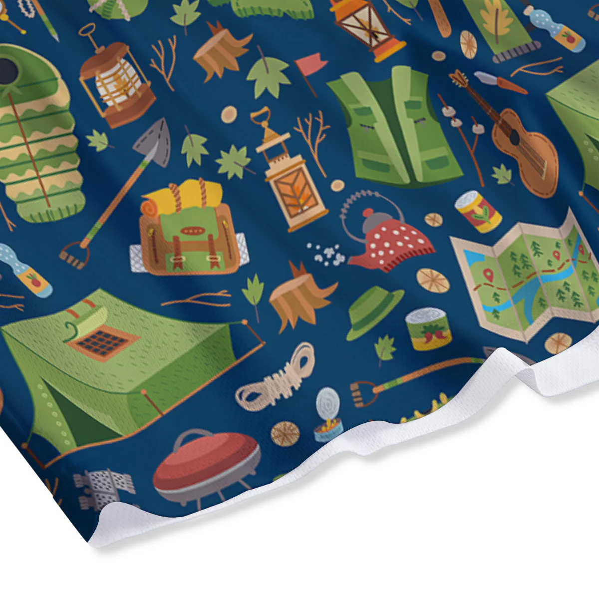 Cute Camping Equipment Print Pattern Mesh Shorts - Image 4