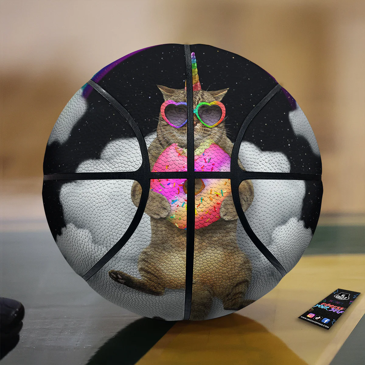Cute Cat Unicorn Print Basketball