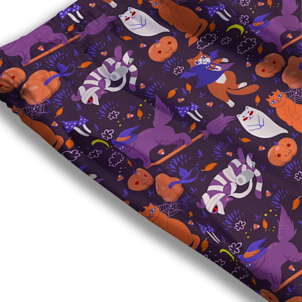 Cute Cats Halloween Print Pattern Mesh Shorts - Image 3