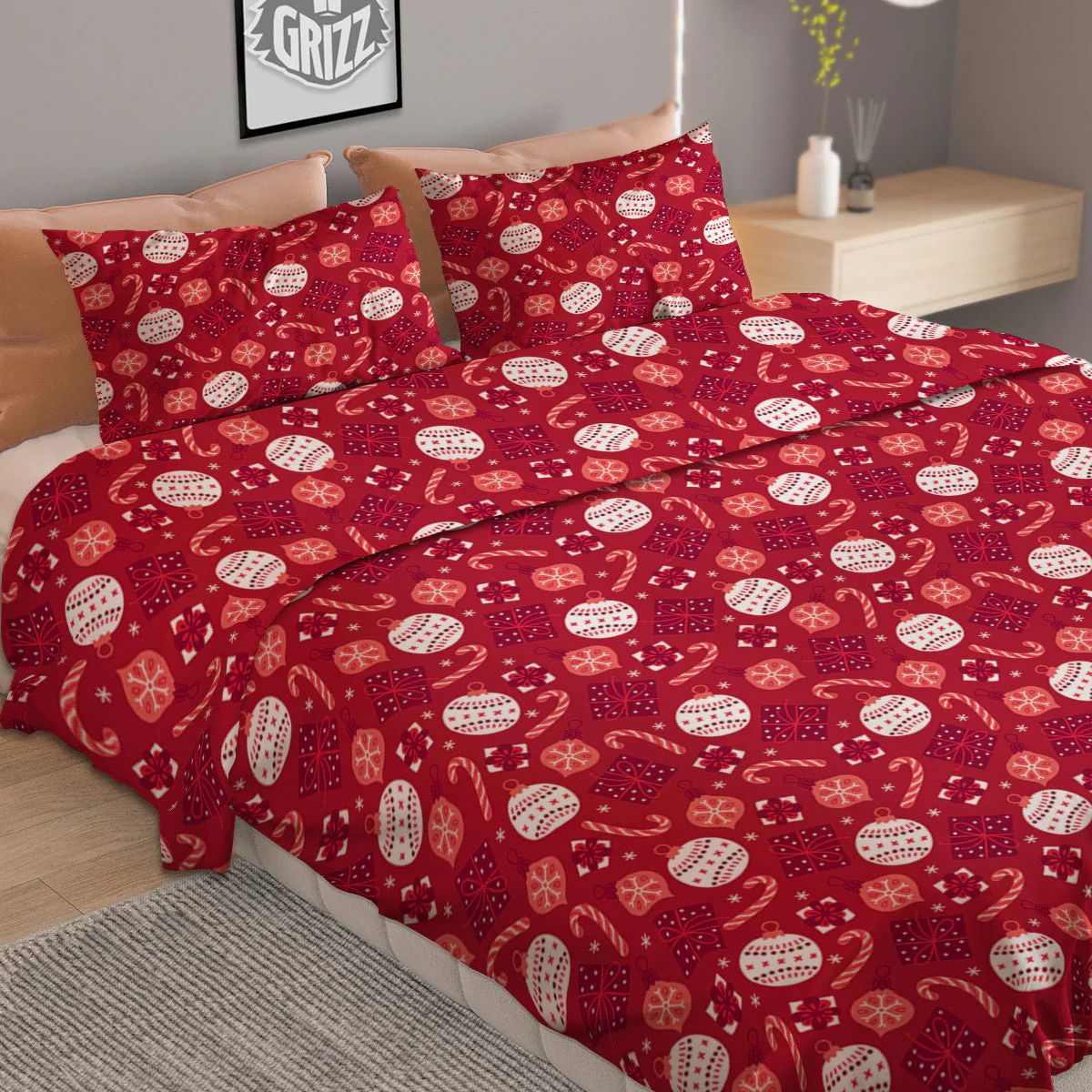 Cute Christmas Elements Print Pattern Duvet Cover Bedding Set - Image 2
