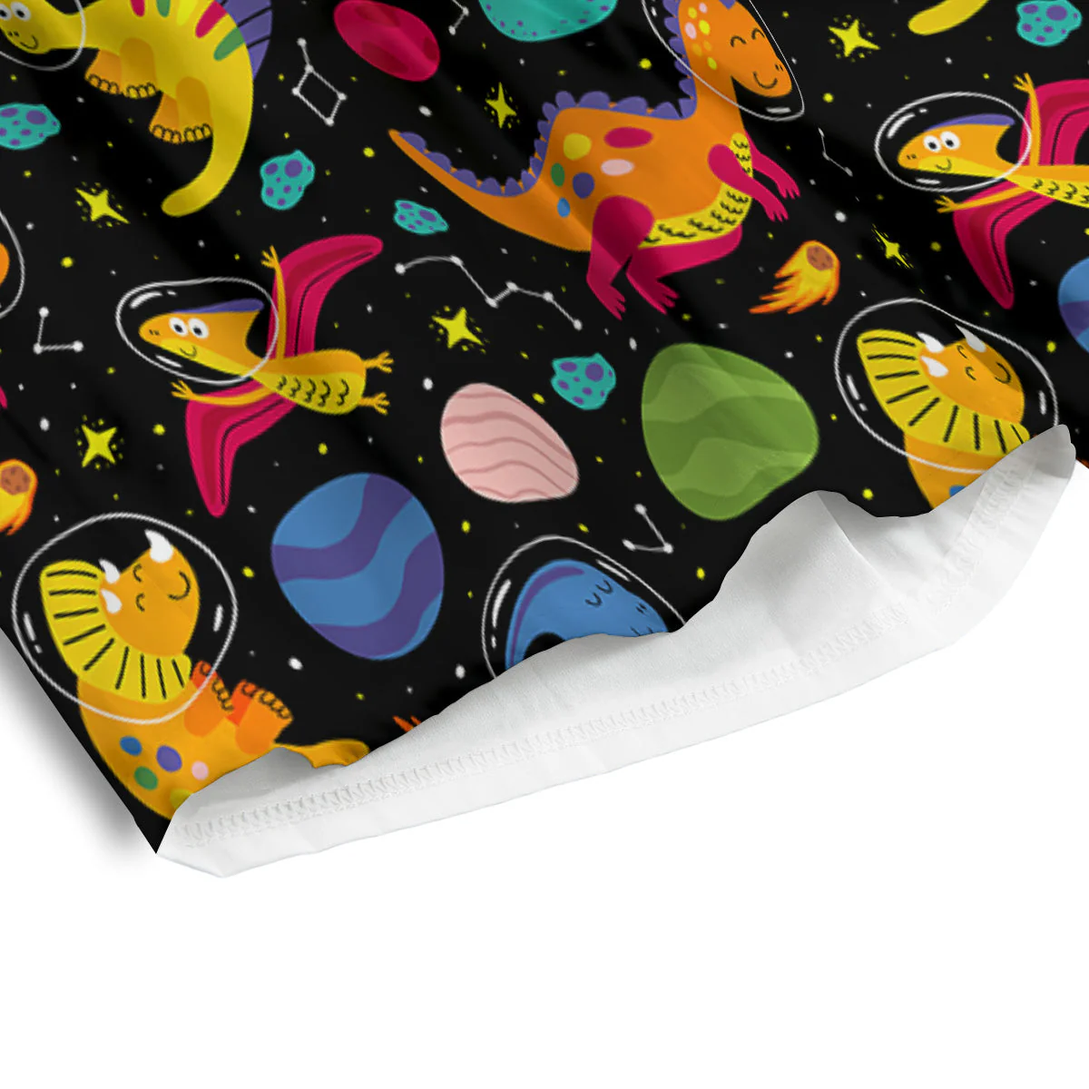 Cute Dinosaurs In Space Print Pattern Men's Athletic Shorts - Image 4