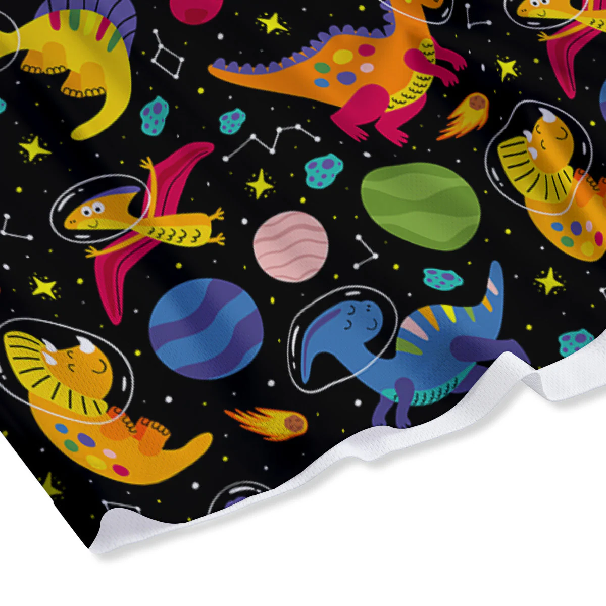 Cute Dinosaurs In Space Print Pattern Mesh Shorts - Image 4