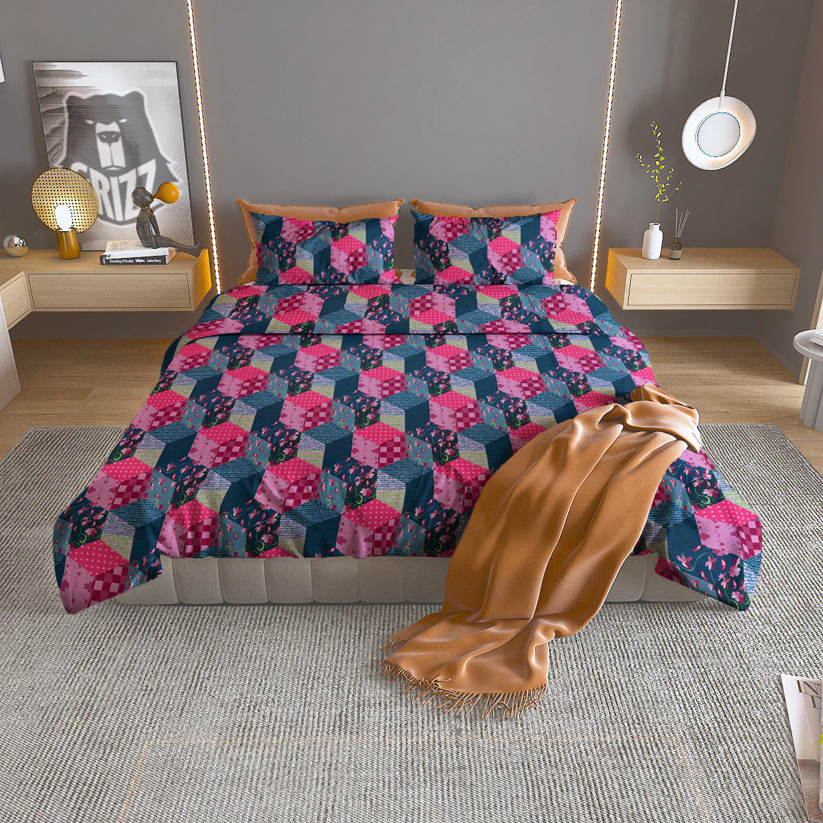 Cute Floral Patchwork Print Pattern Duvet Cover Bedding Set