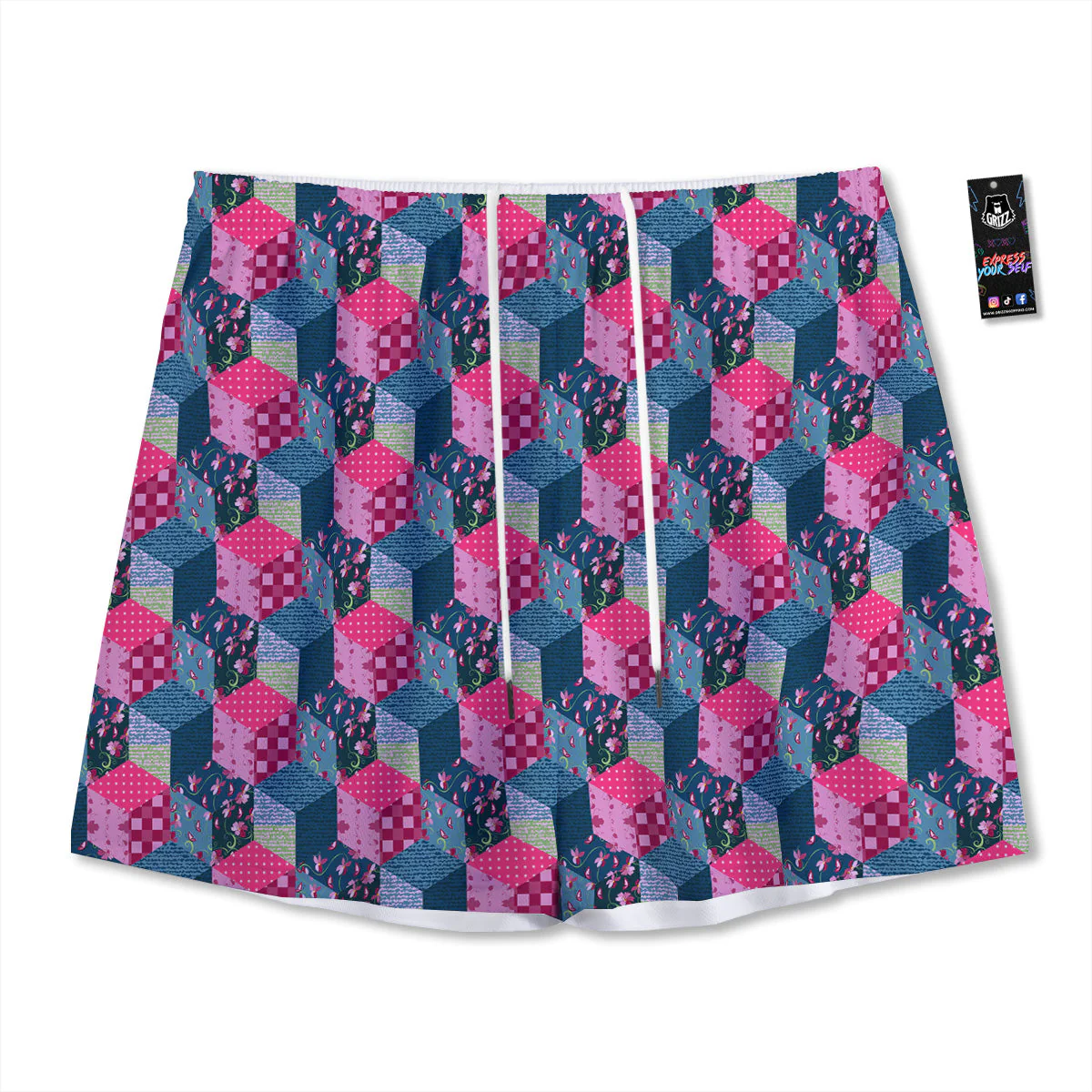 Cute Floral Patchwork Print Pattern Mesh Shorts
