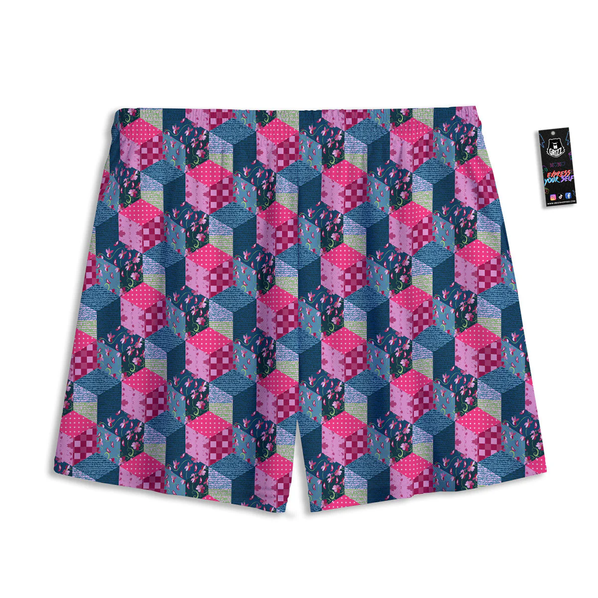 Cute Floral Patchwork Print Pattern Mesh Shorts - Image 2