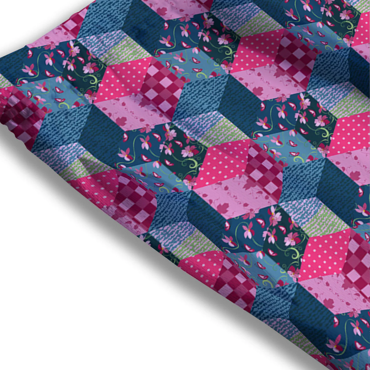 Cute Floral Patchwork Print Pattern Mesh Shorts - Image 3