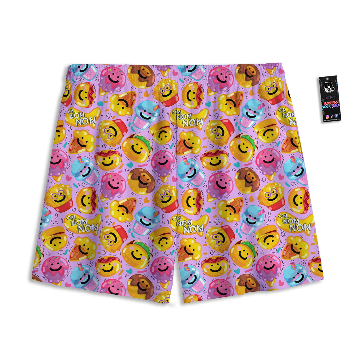 Cute Food Emoji Print Pattern Mesh Shorts - Image 2
