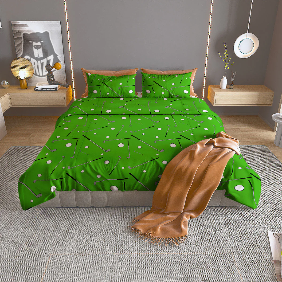 Cute Golf Print Pattern Duvet Cover Bedding Set