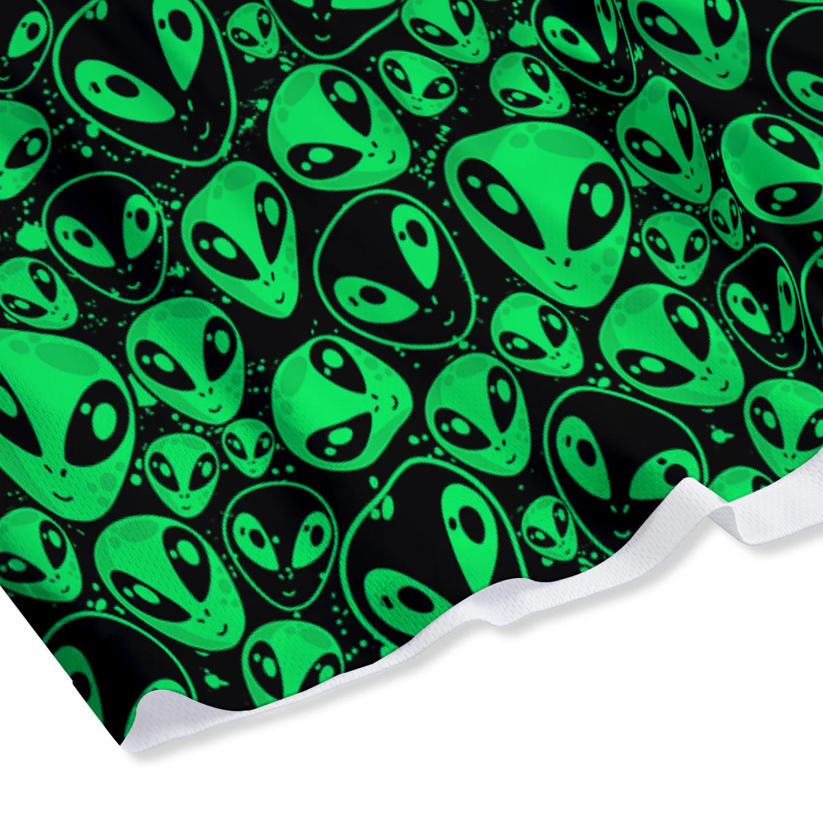 Cute Green Alien Print Pattern Mesh Shorts - Image 4