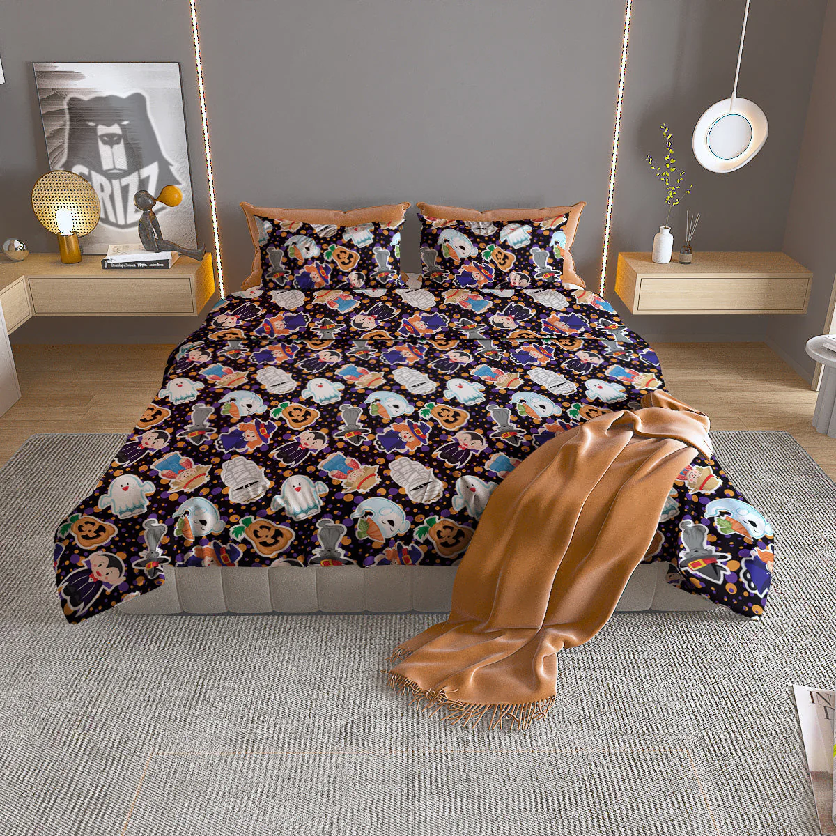 Cute Halloween Print Pattern Duvet Cover Bedding Set