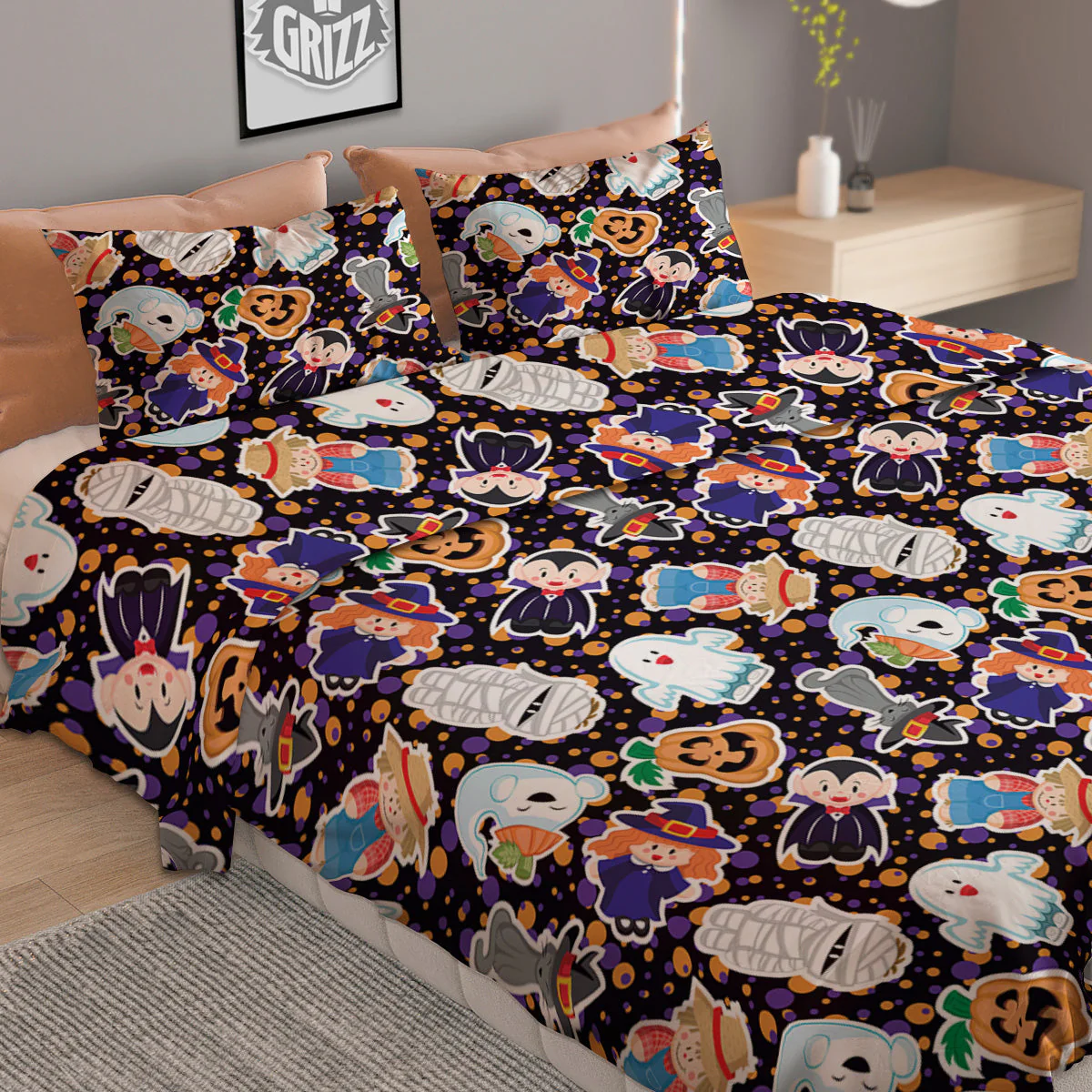 Cute Halloween Print Pattern Duvet Cover Bedding Set - Image 2