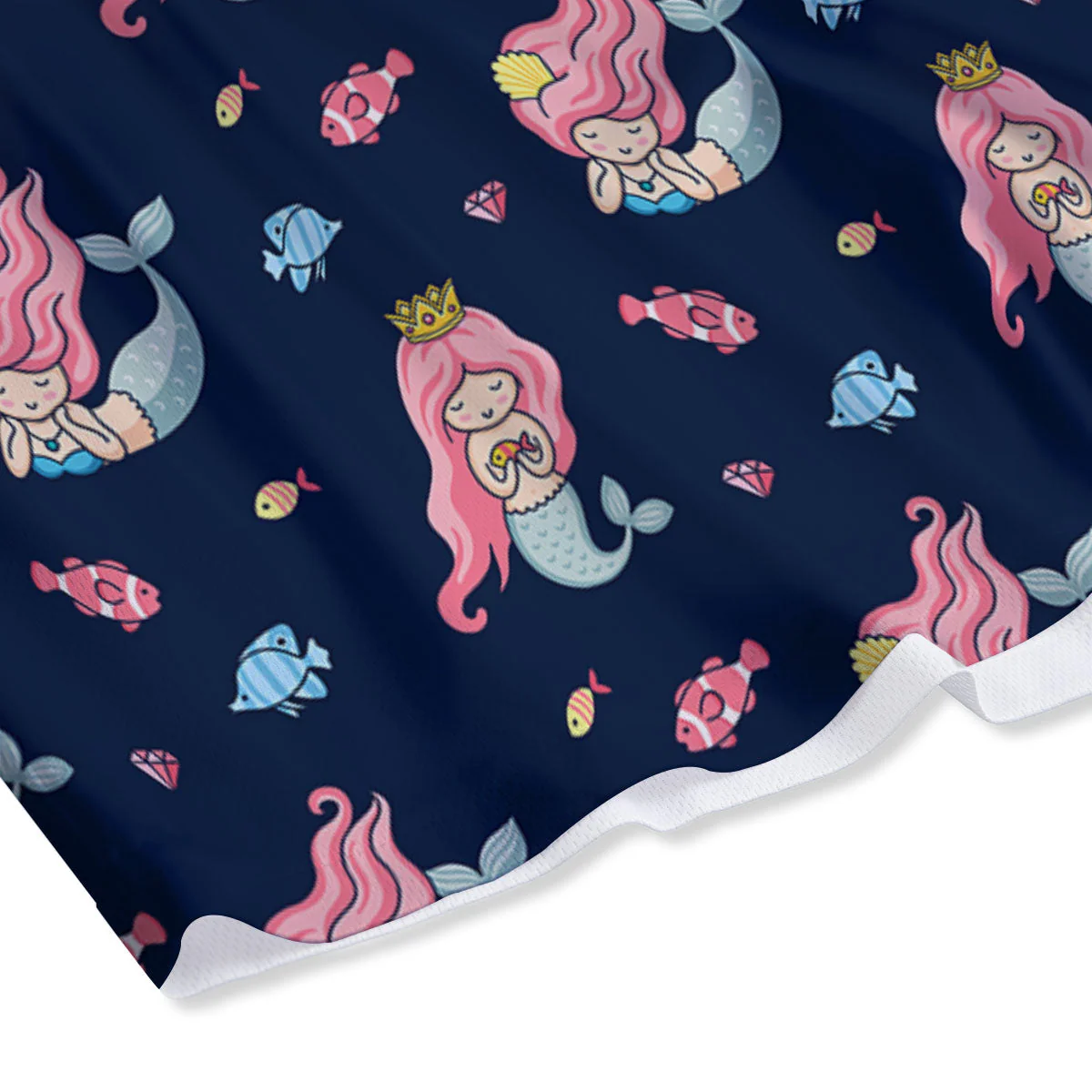 Cute Little Mermaid Print Pattern Mesh Shorts - Image 4