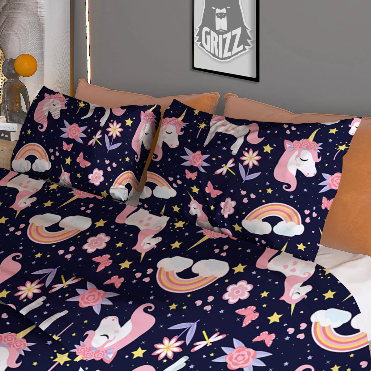Cute Little Unicorn Print Pattern Duvet Cover Bedding Set - Image 3