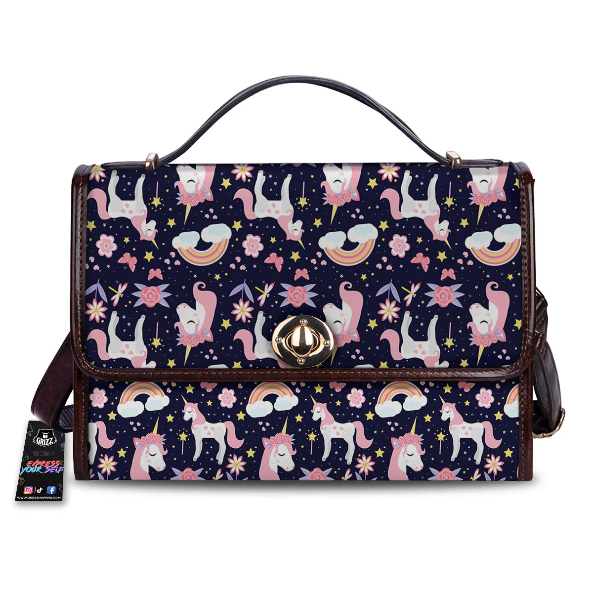 Cute Little Unicorn Print Pattern Women's Satchel Bag