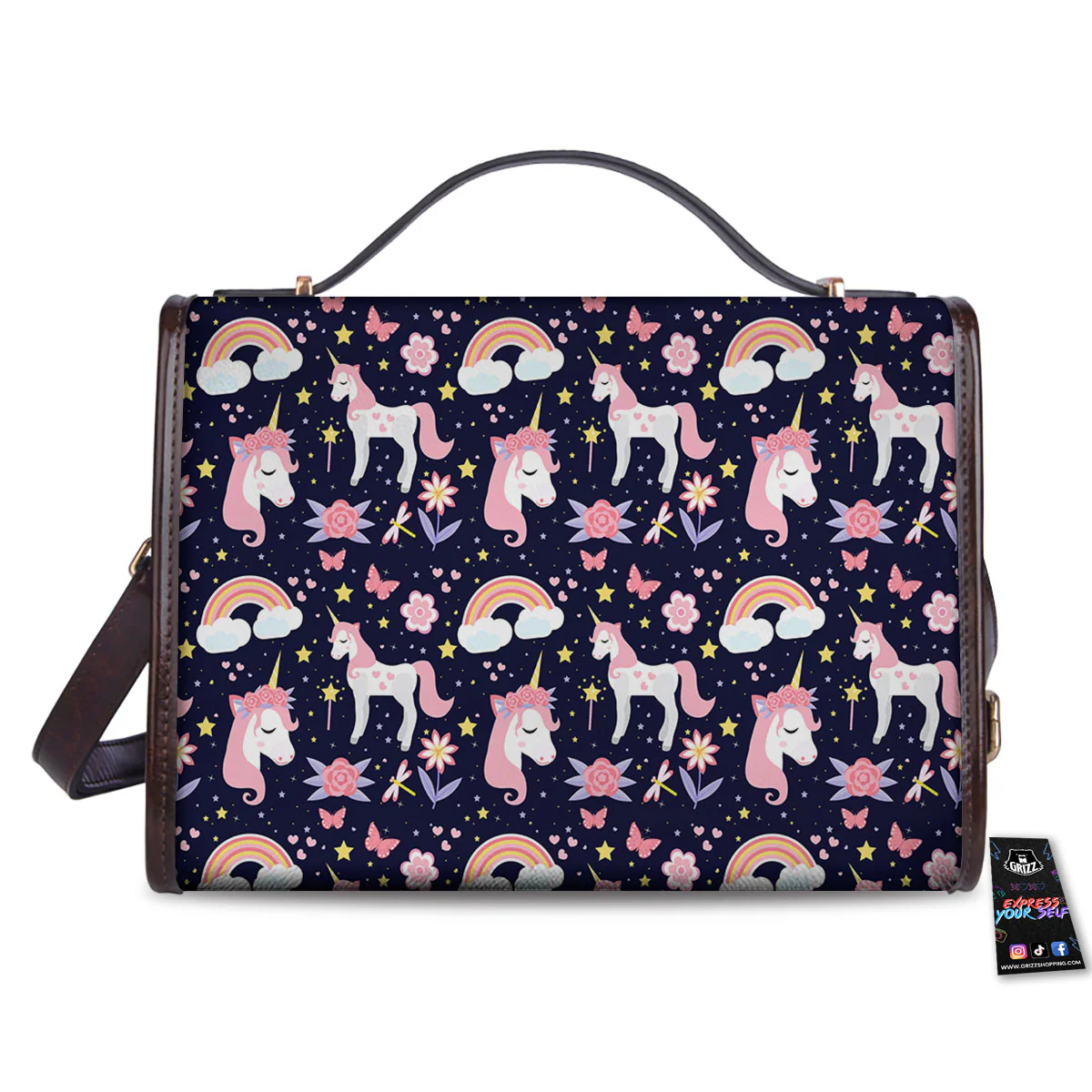 Cute Little Unicorn Print Pattern Women's Satchel Bag - Image 2