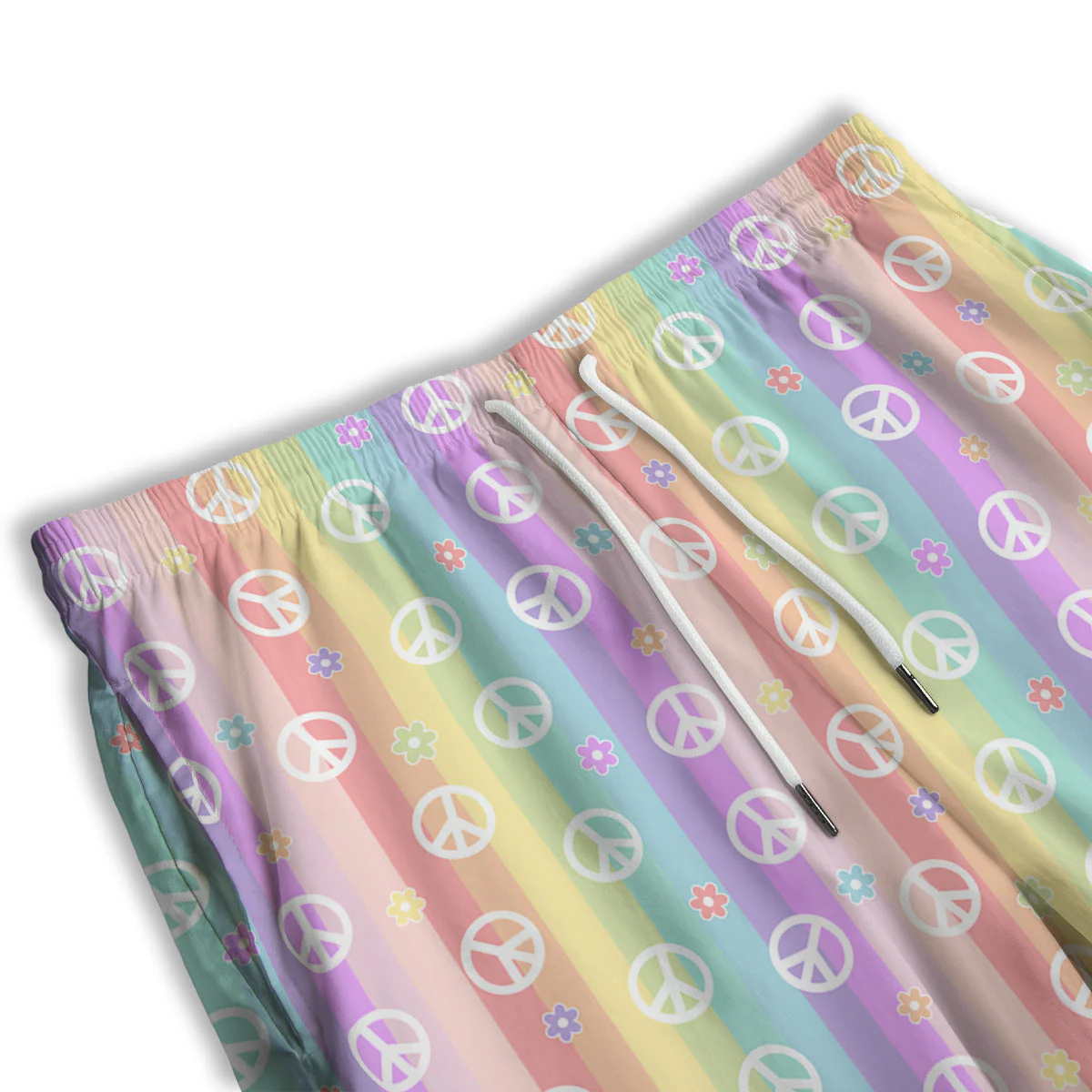Cute Peace Symbol And Daisy Print Pattern Men's Athletic Shorts - Image 3