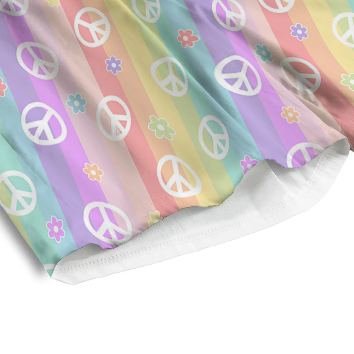 Cute Peace Symbol And Daisy Print Pattern Men's Athletic Shorts - Image 4