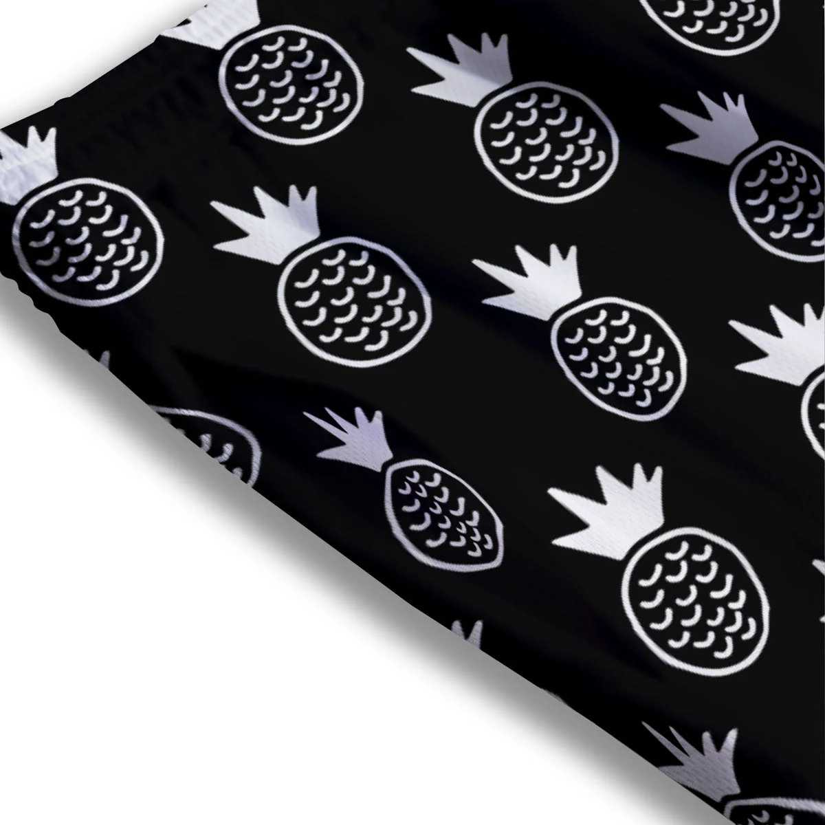 Cute Pineapple Black Print Pattern Mesh Shorts - Image 3