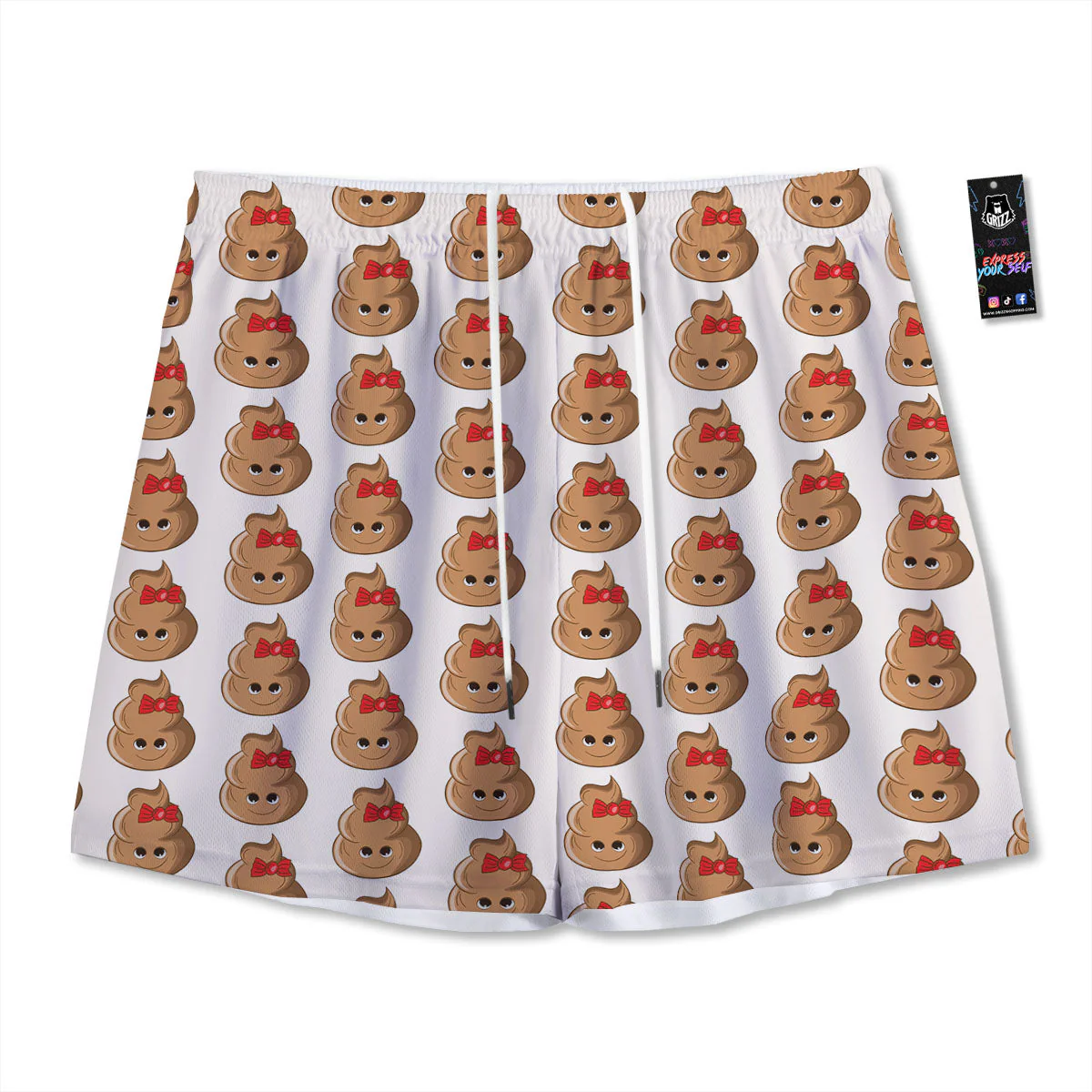 Cute Poop Print Pattern Mesh Shorts