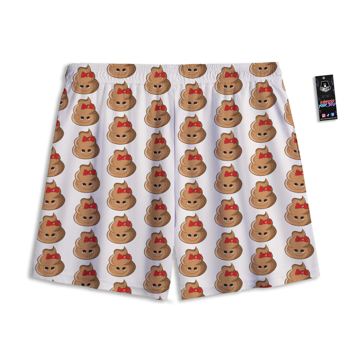 Cute Poop Print Pattern Mesh Shorts - Image 2