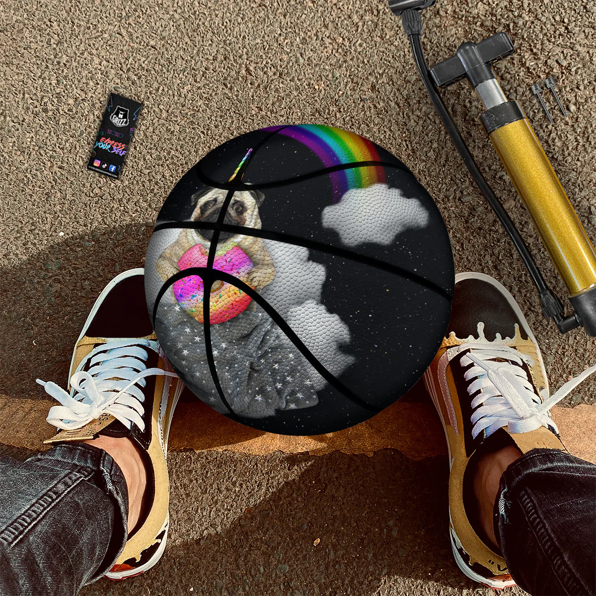 Cute Pug Unicorn Print Basketball - Image 2