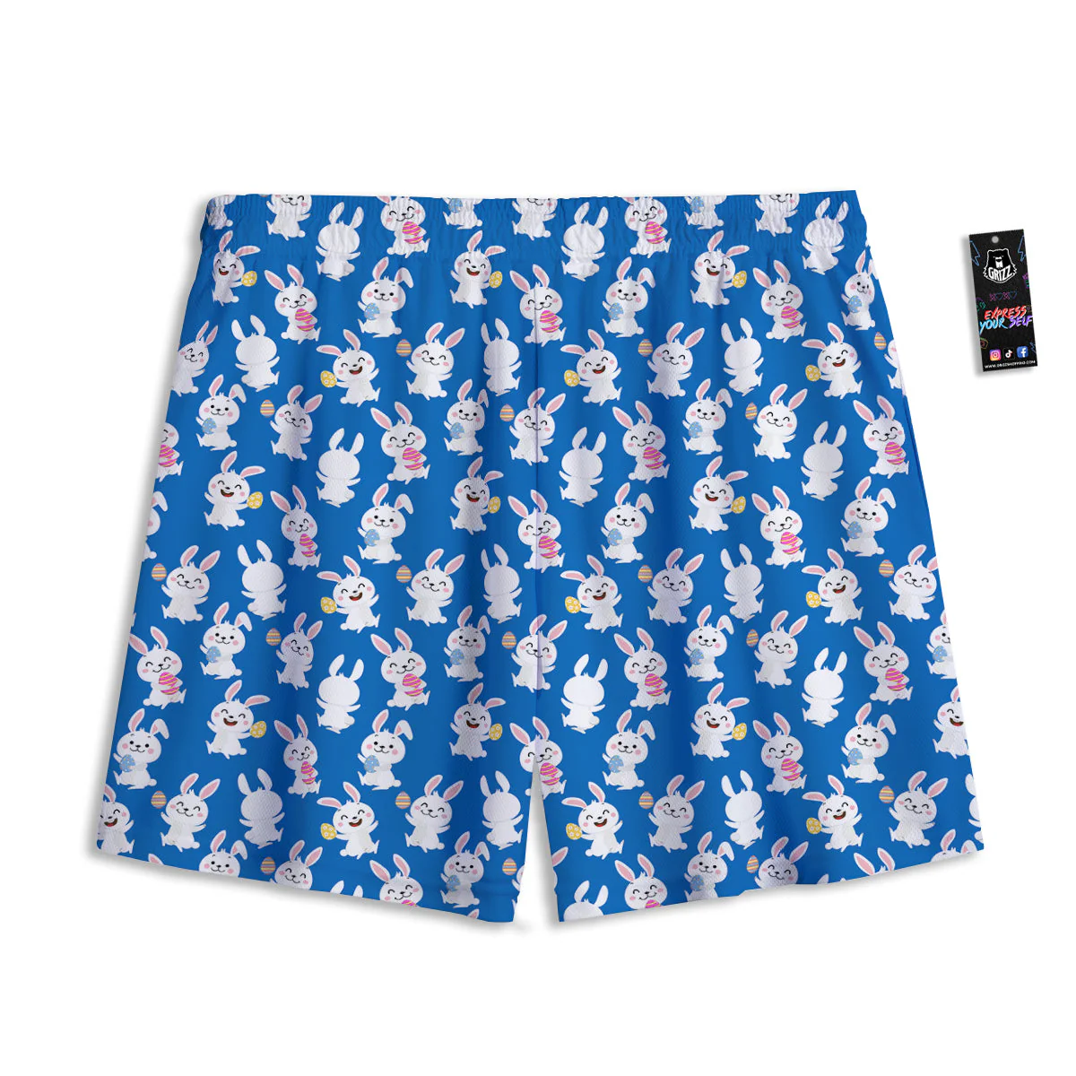 Cute Rabbit Print Pattern Mesh Shorts - Image 2